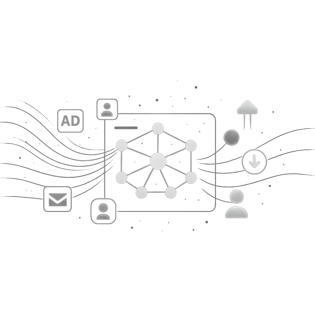 Illustration of a professional lead generation funnel capturing digital traffic and converting it into qualified sales leads for businesses
